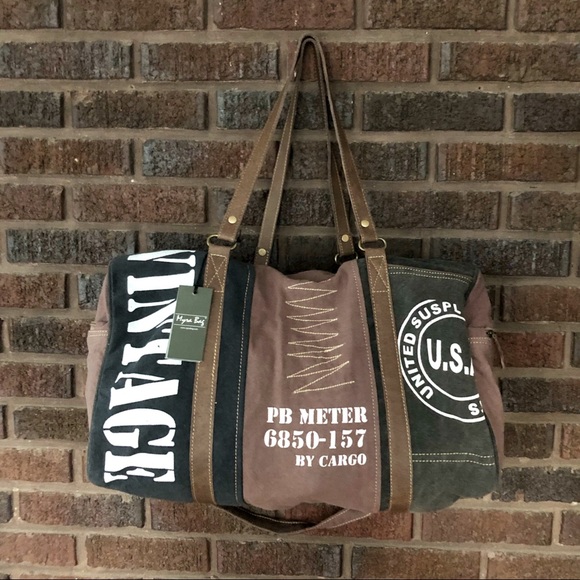 Myra Bag Bags Nwt Myra Leather And Canvas Duffle Travel Bag Vintage Poshmark